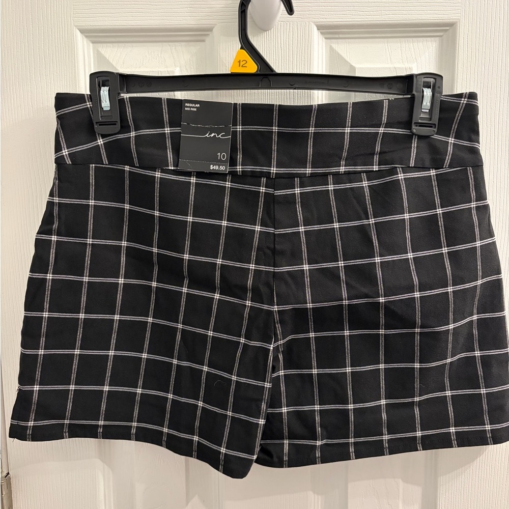 INC International Concepts High Waist Black Checkered Shorts NWT - Picture 3 of 6